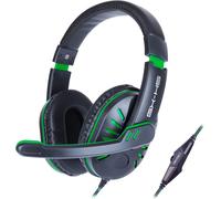 GX-H5 Casque Gaming avec Microphone Rotatif pour PS5,PS4,Xbox,PC,Switch-Bandeau Souple Réglable,Contrôleur de Volume avec Câble Tressé,Câble répartiteur Inclus (Vert)