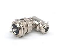 GX20 Connecteur aéronautique 4 broches, GX20 Adaptateur circulaire à angle droit mâle femelle GX20 Fiche coudée en métal femelle mâle Connecteur de montage sur panneau pour connexion d'alimentation