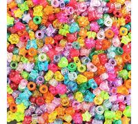 Gxadwzy Lot de 500 perles Pony Beads scintillantes en forme de cœur, d'étoile, de fleurs et de papillons avec grand trou pour bijoux, bracelets, travaux manuels