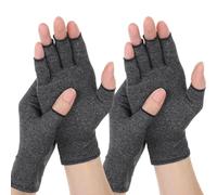GXAHSOL 2 Paires Gants de compression pour l'arthrite, Réchauffe des Joints de Doigt Gants, Gris Gant sans Doigt, pour Douleur Canal Carpien, pour Femmes et Hommes, M