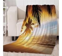 GXBDYD Plaid Couverture Polaire 3D Belle Mer Et Plage Imprimée Motif Couverture Lit 1 Personne Chaude 80X150cm Plaid Epais Grande Taille en Flanelle pour Canapé Et Lit, Douce Et Fluffy