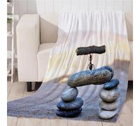 GXBDYD Plaid Couverture Polaire 3D Pierre Zen Imprimée Motif Couverture Lit 2 Personnes Chaude 150X150cm Plaid Epais Grande Taille en Flanelle pour Canapé Et Lit, Douce Et Fluffy