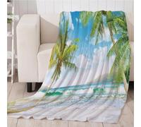 GXBDYD Plaid Polaire pour Adultes d'enfants Canape Couverture Polaire Belle Plage Et Ciel Bleu Imprimée Motif Couverture Lit en Flanelle 2 Personnes Hiver 150X150cm Microfibre Douce Et Chaude