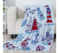 GXBDYD Plaid Polaire pour Adultes d'enfants Canape Couverture Polaire Phare De Navire De Conception De Dessin Animé Imprimée Motif Couverture Lit en Flanelle 1 Personne Hiver 80X150cm Microfibre Douc