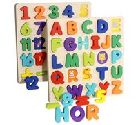 Gxdamxz Puzzle Lettres ABC, 3D Alphabet en Bois 1 2 Ans, Jouet Montessori pour Enfants