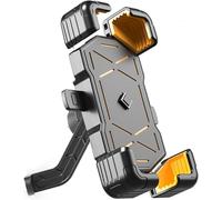 GXDFC Support Téléphone Moto pour Triumph Tiger Rally Pro 2022 2023 2024 2025, 360° Rotation Sécurisé Anti-Chute Porte Telephone Moto Chocs Antidérapante,Rearview Mirror Holder-Yellow