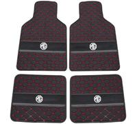 GXDFC Voiture Cuir Tapis de Sol pour MG ZS Hybrid+ Luxury 2024 2025, Imperméable Antidérapant Toutes Les Intempéries Tapis Sol Moquettes Protéger,Black+Red
