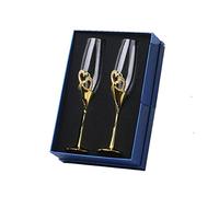 Gxdqxxd Ensemble de 2 Flûtes à Champagne élégantes et Uniques En Forme de Cœur, En Cristal de 200 Ml, avec Pied Haut, Idéales pour Les Fêtes, Les Mariages et, or