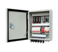 GXELZK Combinateur solaire 6 cordes 100 A DC avec surtension et disjoncteur 16 A. Cette boîte de combinaison PV est adaptée pour l'alimentation solaire marche/arrêt