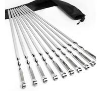 GXFCING 10 Pics Brochettes pour Barbecue Inox, Kebab Brochette Plates Extra Longues de 55cm en Acier Inoxydable, Brochettes de Gril en Métal Réutilisables