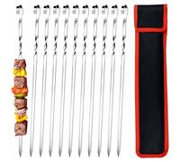 GXFCING 20pcs Brochettes de Barbecue 40 cm Brochettes à Viande en Acier Inoxydable SUS304 Pique Pic Brochette Réutilisables pour Barbecue Viande légumes