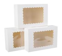 GXFCING Lot de 24 Boîtes en Carton Blanc avec Fenêtre Transparente Boite Gateau 22,9 x 15,3 x 6,4 cm Boite Pâtisserie de Noël pour Biscuits Cookies Cupcakes Tarte et Cadeaux