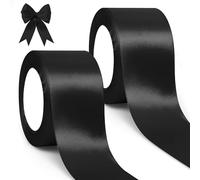 GXFCING Ruban Satin Noir 50mm, 46 Mètres Ruban Satinée pour Emballage Cadeau, Couture, Artisanat, Bouquets, Décoration de Mariage, Décoration de Noël (23M/Rouleau)