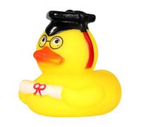 GXGM 1 Pièce Canard de Bain Universitaire avec diplôme, avec Chapeau de Docteur, Canard Plastique, Cadeau pour Les examens de Fin d'études universitaires, Jaune