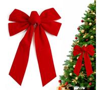 GXGM 1 pièce Noël Noeud de Velours, 23cm x 33cm Grands Arcs,Gros Noeud Cadeau Voiture,Arc de Noël Couronne Emballage du Festivalp pour l'arbre de Noël Cheminée Porte D'entrée Décorations