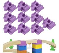 GXGM 10 Pièces Adaptateurs De Pont Compatibles Avec Les Chemins De Fer En Bois Brio Et Les Blocs De Construction Duplo,4 * 3.2 * 1.9Cm Coffret D'Extension De Rails Pour Circuit Train Bois(Violet,E)