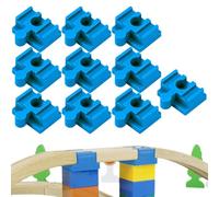 GXGM 10 Pièces Adaptateurs De Pont Compatibles Avec Les Chemins De Fer En Bois Brio Et Les Blocs De Construction Duplo,4 * 3.2 * 1.9Cm Coffret D'Extension De Rails Pour Circuit Train Bois(bleu,F)