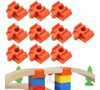 GXGM 10 Pièces Adaptateurs De Pont Compatibles Avec Les Chemins De Fer En Bois Brio Et Les Blocs De Construction Duplo,4 * 3.2 * 1.9Cm Coffret D'Extension De Rails Pour Circuit Train Bois(orange,D)