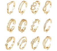 GXGM 12 Pcs Réglable Femme Bague Orteil Plaqué Or Simple Flèche Ouverte Fleur Coeur Pied Bijoux Bague Orteil Ensemble