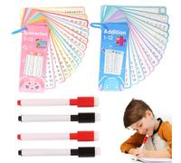 GXGM 2 Ensembles Cartes d'apprentissage,15 Feuilles Table de Addition,15 Feuilles Table de Soustraction, avec 4 marqueurs et 2 Anneaux,pour Apprendre à calculer, pour la Maison et la Salle de Classe