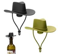 GXGM 2 Pcs Bouchon Bouteille Vin,Bouchon Vin,Bouchon Silicone, Bouchons de Chapeau de Cowboy Amusants, Accessoires de Vin Mignons, Aides de Cuisine, Cadeaux(Noir, Vert)