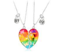 GXGM 2 Pièces Amitié Pendentif Collier Ensemble Meilleurs Amis Collier BFF Collier Coeur Collier Amitié pour Filles Cadeau D'anniversaire pour Les Meilleurs Amis, Collier D'amitié pour 2