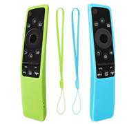 GXGM 2 Pièces Coques de Protection en Silicone pour Télécommande Samsung Smart TV BN59-01241A,BN59-01260A,BN59-01266A, BN59-01259B,BN59-01312G Coque Antidérapante Qui Brille dans Le Noir（Bleu+Vert）