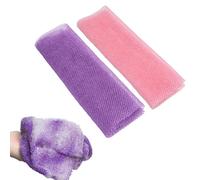 GXGM 2 Pièces Filets Exfoliants pour Le Corps, Gommage Corps Filet de Bain Filet Exfoliant Eponge Douche Éponge en Nylon Maille pour Le Dos Filets Moussants pour Femme Homme(Rose et violet,20 * 65cm)
