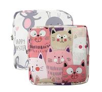 GXGM 2 Pièces Mini Pochette Serviette Hygiénique,Avec Fermeture éclair,Cartoon,Pour Stocker de Petits Objets,Tissu de Coton Sac de Rangement,Kit Premieres Regles Jeune Fille