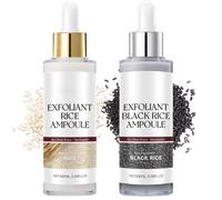 GXGM 2 Pièces Peel Shot Glow Rice Ampoule Duo, Peeling Visage, Exfoliant Visage, Exfoliant Au Riz Noir et Blanc, Nettoie en Profondeur les Pores, Améliore la Peau Rugueuse, Hydrate en Profondeur