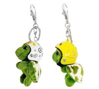 GXGM 2 Pièces Porte Clé Moto En Forme De Tortue,Pendentif Porte Clef Tortue,Décoration De Tortue De Dessin Animé Vert, Avce Casque Amovible, Porte Clef Moto En Forme De Tortue En Peluche(2Style)