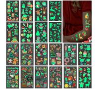 GXGM 20 Feuilles Autocollants de Tatouages Temporaires de Noël Lumineux Pour Enfants, Décorations de Fête de chouchou goodies Noël Pour Fête D'anniversaire de Vacances de Noël(B)