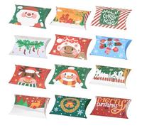 GXGM 36 pcs Petites Boîtes Cadeau x(12 x 7.2cm) Papier Kraft Thème de Noël,Boîtes à Bonbons avec Autocollants pour Cadeaux et Décoration de Fête Noël