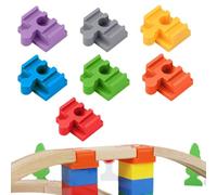 GXGM 7 Pièces Adaptateurs De Pont Compatibles Avec Les Chemins De Fer En Bois Brio Et Les Blocs De Construction Duplo,4 * 3.2 * 1.9Cm Coffret D'Extension De Rails Pour Circuit Train Bois(7Couleurs)