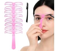 GXGM 8 Pièces Pochoir Sourcils Réutilisable avec 1 Rasoir à Sourcils, 8 Formes de Sourcils Différentes pour Débutant Maquillage Pochoirs à Sourcils Kit pour Femmes (Rose)