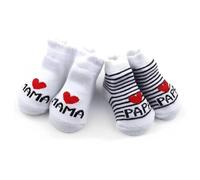 GXGM Chaussette Bebe, Chaussettes en Coton pour bébé Chaussettes Mignonnes J'aime Maman + J'aime Papa Chaussettes en Coton pour Nouveau-nés pour Tout-Petits garçons et Filles, 2 paire