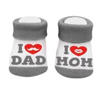 GXGM Chaussettes Bébé 0-3 Mois, Chaussettes Bébé Coton 0-3 Mois Chaussettes Drôles Disant Je t'aime Papa et Maman Nouveau-né Baby Shower Cadeaux pour Naissance Garçon Fille, 1 paire
