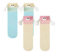GXGM Chaussettes Qui se Tiennent la Main, Funny Magnetic Couple Socks, Novelty Hand in Hand Friendship Socks, Big Eyes Magnet Socks for Lovers Friends Sisters, 2 paires