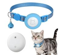 GXGM Collier multifonctionnel pour chat avec AirTag, permettant de localiser votre animal, équipé d'un fermoir de sécurité et d'une sangle élastique, avec GPS intégré (bleu)