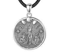 GXGM Collier Triple Lune,Collier Triple Déesse De La Lune Pendentif,en Alliage de Zinc,Pagan Wiccan Déesse Magique Hécate Lilith Amulette De Protection Bijoux pour Femmes Hommes
