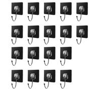 GXGM Lot de 18 crochets autocollants noirs (maximum 30 kg) - Extra solides - Imperméables et sans traces - Pour salle de bain, crochets muraux, ustensiles de cuisine, clés, salle de bain,