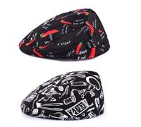 GXGM Lot de 2 toques de chef unisexes en coton, réglables et respirantes, noires, pour restaurants, hôtels, écoles, cuisines ménagères, bars
