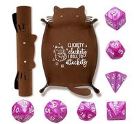 GXGM Plateau à Dés et 7 dés, Comprend Poche de Rangement, Piste de Dés Pliable, Double Face, Pliant, Hexagone pour DND RPG 421 Yams et Autres Jeux de Dés