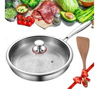 GXHNB 2026 Nouveau Poele Titane Martelé, Conduction Rapide De La Chaleur, RéSistante Aux Rayures, Conduction Rapide De La Chaleur, Compatible Avec Toutes Les Plaques De Cuisson (Avec couvercle,30cm)