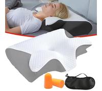 GXHNB Nuviya Papillon 3.0, Oreiller Ergonomique Cervical, 2 en 1 Oreiller OrthopéDique à MéMoire De Forme pour La Nuque, Suitable for Side Sleepers to Relax Shoulders and Neck (Gris)