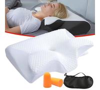 GXHNB Nuviya Papillon 3.0, Oreiller Ergonomique Cervical, 2 en 1 Oreiller OrthopéDique à MéMoire De Forme pour La Nuque, Suitable for Side Sleepers to Relax Shoulders and Neck (Blanc)