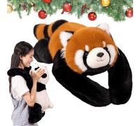 GXHNB Peluche LestéE Mignonne, Peluche Panda Calin Sleep, Jouets Doux Oreiller CâLin (Panda Roux,30cm)