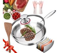 GXHNB Poele Titane Martelé, PoêLe à Frire En Titane Non RevêTue Haut De Gamme Pour La Cuisine, AntiadhéSive, éPaisse (Avec couvercle,30cm)