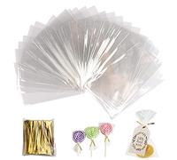 Gxhong Sachet Transparent,400pcs Sac Cellophane Sac OPP Sachet Bonbon Sachets Transparents pour Les Aliments Avec 800 liens torsadés, pour Bonbons, Biscuits, Chocolats, Cookies, Bijoux (8x11.5CM)