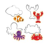 Gxhuang Lot de 4 Homard Octopus Crabe Poisson Sucre Emporte-pièces Ensemble - en acier inoxydable